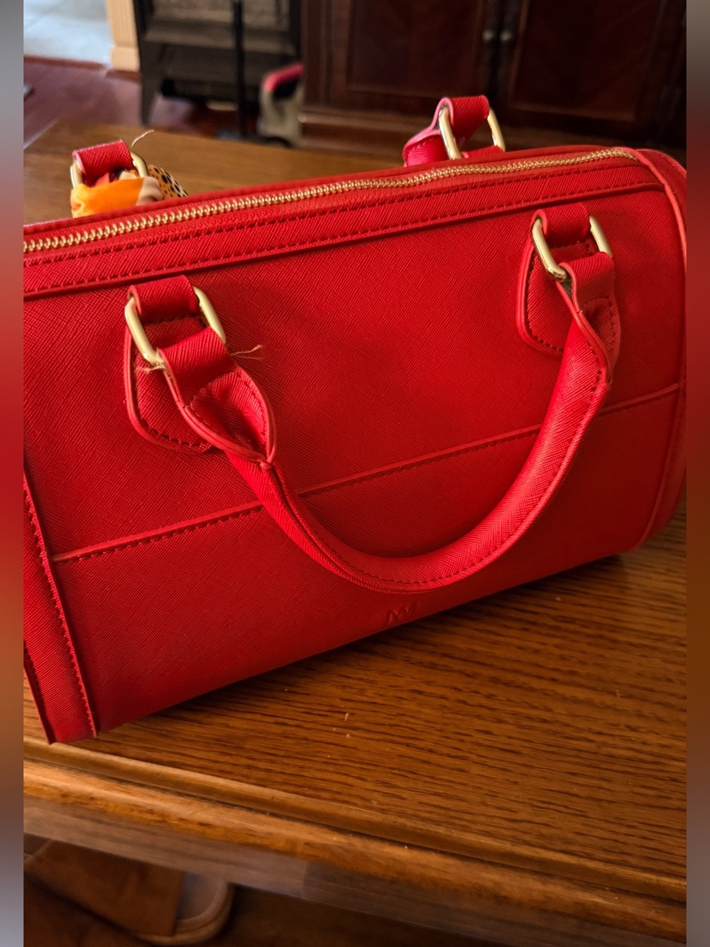 Red Structured Satchel Handbag - Women's Fashion